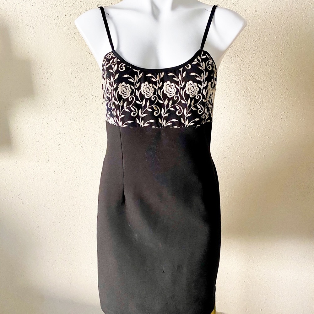 CaRina floral white and black dress